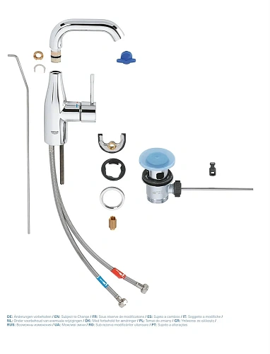 Смеситель для раковины GROHE Essence+ с донным клапаном и средним изливом, хром (23462001) Смеситель для раковины GROHE Essence+ с донным клапаном и средним изливом, хром (23462001)