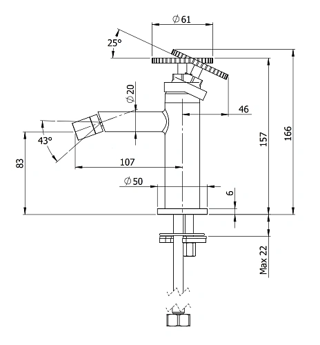 Смеситель для биде Remer Chrono CH22 Смеситель для биде Remer Chrono CH22