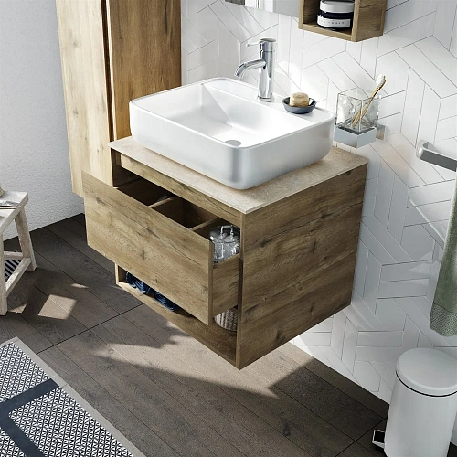 Комплект мебели STWORKI Карлстад 60 дуб рустикальный, простоун беж, в стиле лофт, под дерево, подвес 425108 Комплект мебели STWORKI Карлстад 60 дуб рустикальный, простоун беж, в стиле лофт, под дерево, подвес 425108