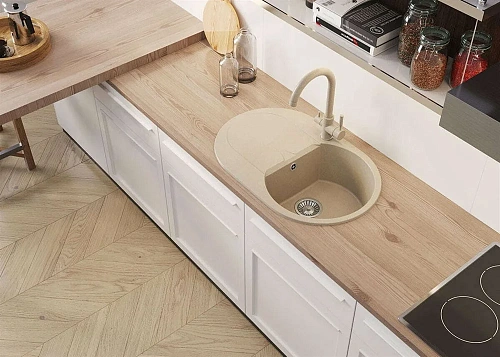 Кухонная мойка Polygran ATOL-760 №36 Белый Хлопок 679030 Кухонная мойка Polygran ATOL-760 №36 Белый Хлопок 679030