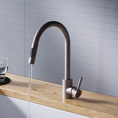 Смеситель для кухни Dorff Logic D3007511 с вытягивающимся изливом, сатин Смеситель для кухни Dorff Logic D3007511 с вытягивающимся изливом, сатин