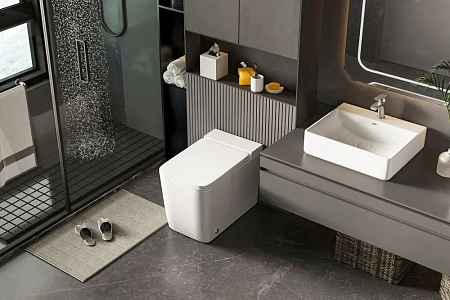 Унитаз приставной ABBER Rechteck AC1212P белый с импульсным смывом с крышкой микролифт Унитаз приставной ABBER Rechteck AC1212P белый с импульсным смывом с крышкой микролифт