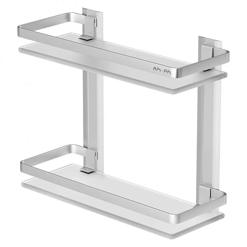 Полка AM.PM Sense L A7455200 двухуровневая, стеклянная, алюминий Полка AM.PM Sense L A7455200 двухуровневая, стеклянная, алюминий