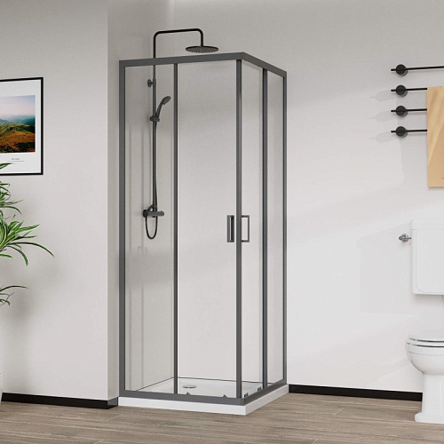 Душевой уголок Vincea City VSS-5CT9010CLGM, 1000x900, вороненая сталь , стекло прозрачное Душевой уголок Vincea City VSS-5CT9010CLGM, 1000x900, вороненая сталь , стекло прозрачное