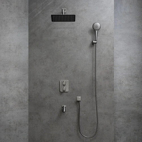 Душевая система Lemark Bronx LM3742GM термостатическая, встраиваемая, графит Душевая система Lemark Bronx LM3742GM термостатическая, встраиваемая, графит