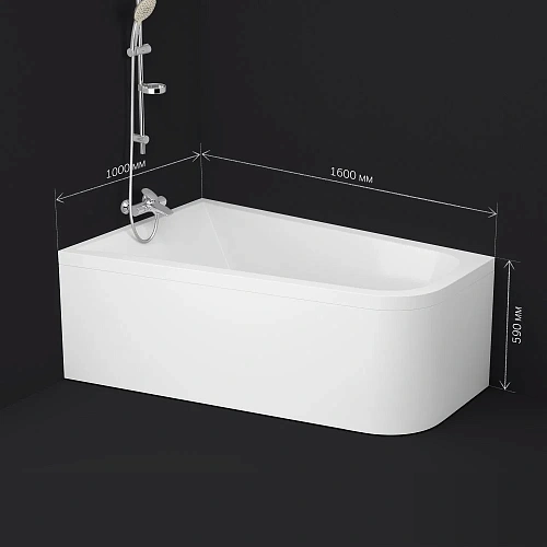 Акриловая ванна AM.PM Spirit W72A-160L100W-A2 ассиметричная 160x100, левая Акриловая ванна AM.PM Spirit W72A-160L100W-A2 ассиметричная 160x100, левая