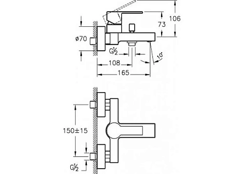 Смеситель для ванны Vitra Flo S A41937EXP Смеситель для ванны Vitra Flo S A41937EXP