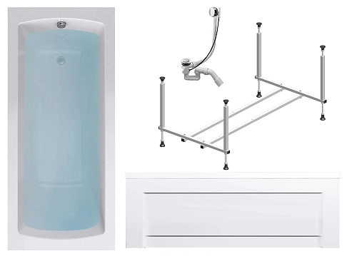 Акриловая ванна Timo RITTA1270 120x70x63 с каркасом, слив-переливом и фронтальной панелью Акриловая ванна Timo RITTA1270 120x70x63 с каркасом, слив-переливом и фронтальной панелью