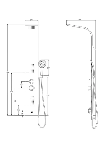 Душевая панель Taliente S01 140x20см, хром, с изливом TA-G-S01C+s Душевая панель Taliente S01 140x20см, хром, с изливом TA-G-S01C+s