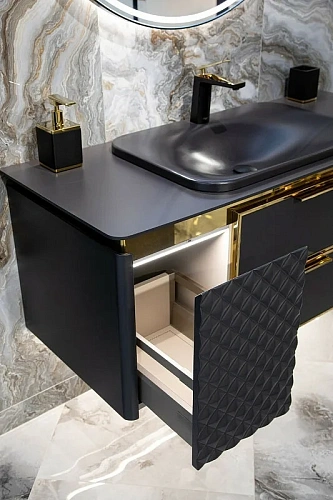 Тумба под раковину Armadi Art ROMBO 120 777-120-BG Антрацит/золото Тумба под раковину Armadi Art ROMBO 120 777-120-BG Антрацит/золото