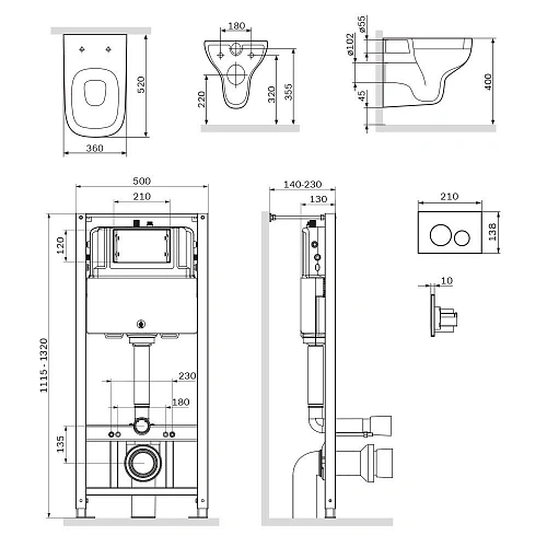 Комплект унитаза AM.PM Like FlashClean IS49051.801700 с инсталляцией, сиденьем микролифт и клавишей Комплект унитаза AM.PM Like FlashClean IS49051.801700 с инсталляцией, сиденьем микролифт и клавишей