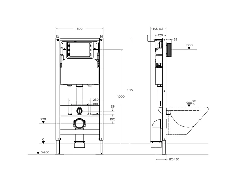 Инсталляция для унитаза BelBagno BB-101-M-BC с клавишей смыва