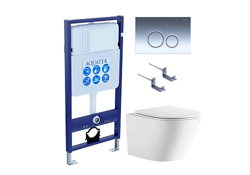 Комплект унитаза SET Aquatek ЛИБЕРТИ-018 4в1 с инсталляцией, креплением, клавишей смыва и сиденьем микролифт Комплект унитаза SET Aquatek ЛИБЕРТИ-018 4в1 с инсталляцией, креплением, клавишей смыва и сиденьем микролифт