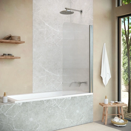 Шторка на ванну Vegas-glass EV NOVO 60 04 Moru R 600 мм, профиль никель, стекло Moru Шторка на ванну Vegas-glass EV NOVO 60 04 Moru R 600 мм, профиль никель, стекло Moru