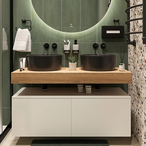 Столешница STWORKI Ольборг 120 дуб французский, без отверстий, 2 тумбы 60 + 2 раковины 483407 Столешница STWORKI Ольборг 120 дуб французский, без отверстий, 2 тумбы 60 + 2 раковины 483407