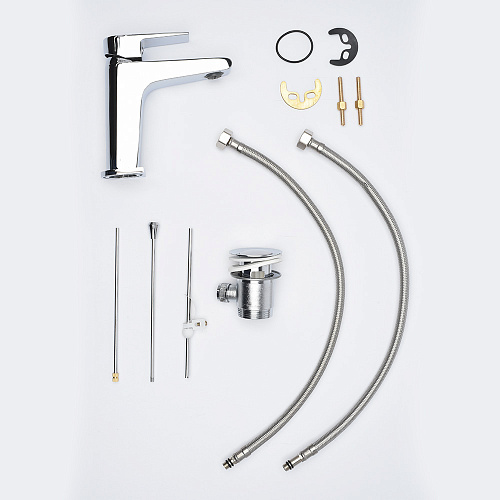 Смеситель для раковины AQUAme Prato AQM P6121 AQUAme с донным клапаном, хром AQMP6121 Смеситель для раковины AQUAme Prato AQM P6121 AQUAme с донным клапаном, хром AQMP6121