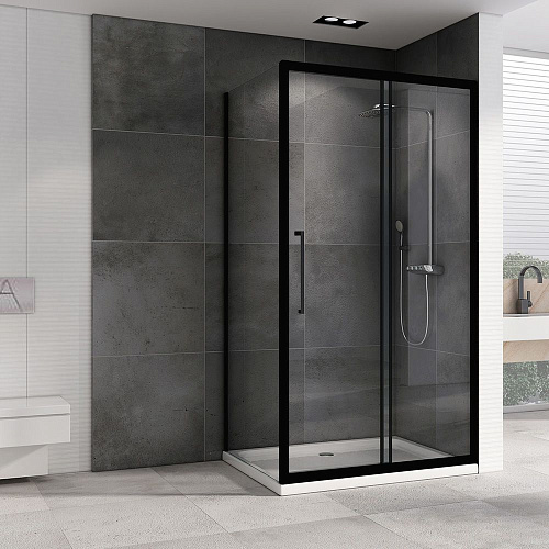 Душевой уголок ABBER Schwarzer Diamant AG30150BH-S80B 150x80 см универсальный, профиль черный, стекло прозрачное Душевой уголок ABBER Schwarzer Diamant AG30150BH-S80B 150x80 см универсальный, профиль черный, стекло прозрачное