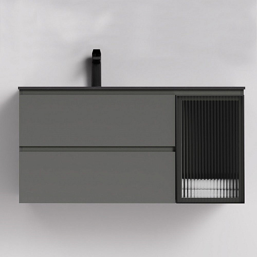 Тумба с раковиной Orans BC-2055-1000L основной шкаф цвет:MFC085,раковина art marble(matte black) (10 2055100L Тумба с раковиной Orans BC-2055-1000L основной шкаф цвет:MFC085,раковина art marble(matte black) (10 2055100L