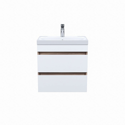 Тумба с раковиной Iddis Zodiac 60 см (ZOD6AB0i95K) подвесная с ящиками белая/под дерево Тумба с раковиной Iddis Zodiac 60 см (ZOD6AB0i95K) подвесная с ящиками белая/под дерево