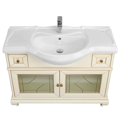 Тумба под раковину Aquaton Беатриче 105 слоновая кость с патиной 1A187201BEM60 Тумба под раковину Aquaton Беатриче 105 слоновая кость с патиной 1A187201BEM60