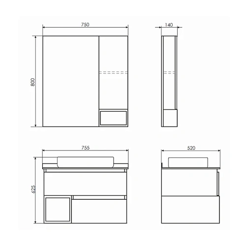 Зеркальный шкаф Comforty Прага-75 00004144199 дуб белый Зеркальный шкаф Comforty Прага-75 00004144199 дуб белый