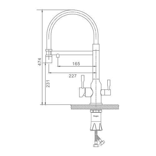 Смеситель для кухни Raglo R81.63.05 с гибким изливом с подключением к фильтру, сатин Смеситель для кухни Raglo R81.63.05 с гибким изливом с подключением к фильтру, сатин