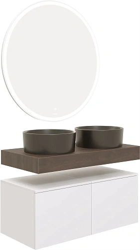 Комплект мебели STWORKI Ольборг 100 столешница дуб карпентер, без отверстий, 2 тумбы 50 + 2 раковины 485874 Комплект мебели STWORKI Ольборг 100 столешница дуб карпентер, без отверстий, 2 тумбы 50 + 2 раковины 485874