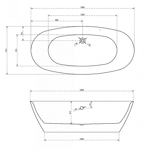 Ванна отдельностоящая ABBER AB9205 180x84 универсальная, белая акриловая Ванна отдельностоящая ABBER AB9205 180x84 универсальная, белая акриловая