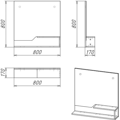 Зеркало GROSSMAN ЛАЙФ-80 см с полками винтажное дерево темное/графит 80x80 208008 Зеркало GROSSMAN ЛАЙФ-80 см с полками винтажное дерево темное/графит 80x80 208008