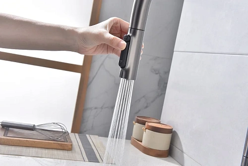 Смеситель для кухни Paulmark Universal вороненая сталь Un213880-GM Смеситель для кухни Paulmark Universal вороненая сталь Un213880-GM