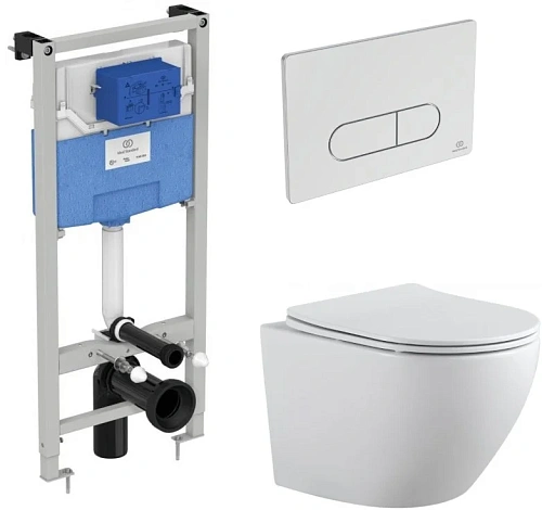 Комплект унитаза Aquanet Rimless Cetus 2.0 W LX-1901 с инсталляцией хром 00323468 Комплект унитаза Aquanet Rimless Cetus 2.0 W LX-1901 с инсталляцией хром 00323468