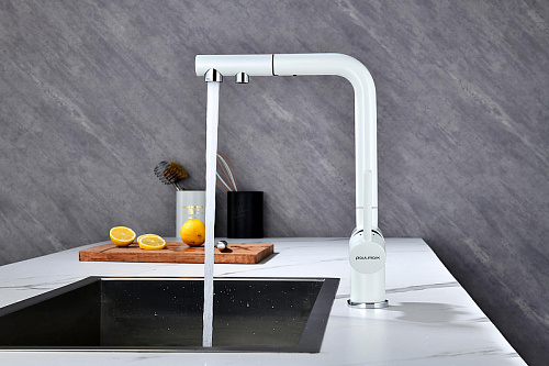 Смеситель для кухни Paulmark SERPENTINE белый матовый Se213222-WH Смеситель для кухни Paulmark SERPENTINE белый матовый Se213222-WH