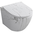 Унитаз подвесной Ceruttispa SELLA Aria Tornado MMW CT9532 безободковый белый мрамор матовый, сиденье микролифт