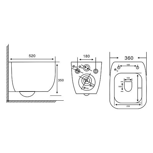 Унитаз подвесной ABBER Rechteck AC1217 белый, безободковый, смыв торнадо Унитаз подвесной ABBER Rechteck AC1217 белый, безободковый, смыв торнадо