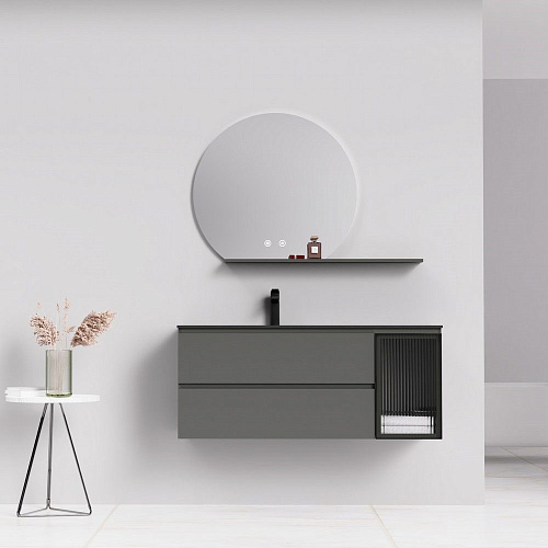 Тумба с раковиной Orans BC-2055-1200L основной шкаф цвет:MFC085,раковина art marble(matte black) (12 2055120L Тумба с раковиной Orans BC-2055-1200L основной шкаф цвет:MFC085,раковина art marble(matte black) (12 2055120L