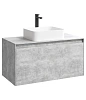 Тумба под раковину AQWELLA Mobi 100 см MOB0110BS+MOB0710BS подвесная, бетон светлый