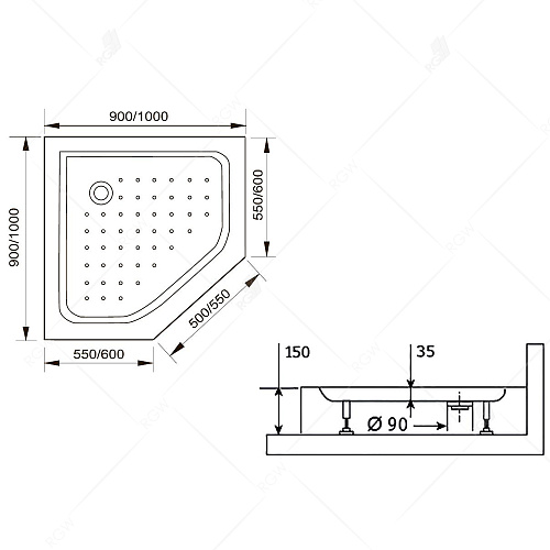 Душевой поддон RGW Acryl LUX/TN-TR 1000x1000 мм 16180500-41 трапеция белый Душевой поддон RGW Acryl LUX/TN-TR 1000x1000 мм 16180500-41 трапеция белый