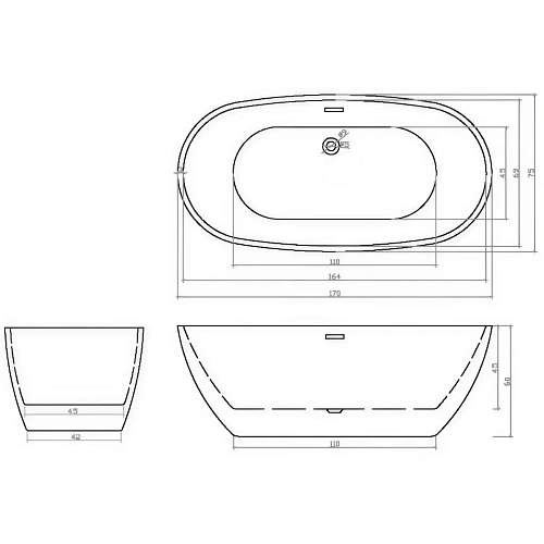 Ванна отдельностоящая Ceruttispa d'ISEO170II CT10509 1700x750x600 акриловая Ванна отдельностоящая Ceruttispa d'ISEO170II CT10509 1700x750x600 акриловая