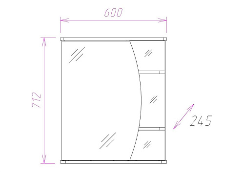 Зеркальный шкаф Onika ЛУНА 60.01 правый 206014 Зеркальный шкаф Onika ЛУНА 60.01 правый 206014