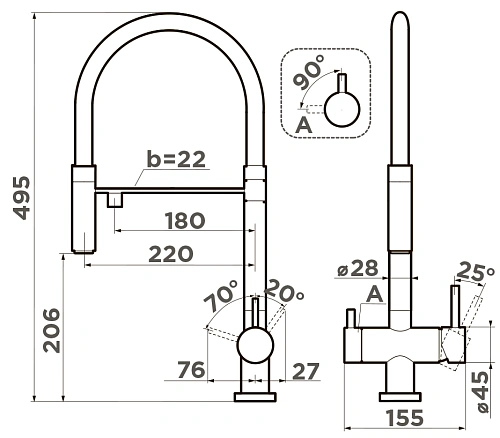 Смеситель для кухни Omoikiri Kanto GB 4994356 Смеситель для кухни Omoikiri Kanto GB 4994356