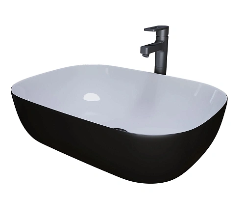 Раковина GROSSMAN Color GR-4041BW (460x320x140) черная белая внутри Раковина GROSSMAN Color GR-4041BW (460x320x140) черная белая внутри