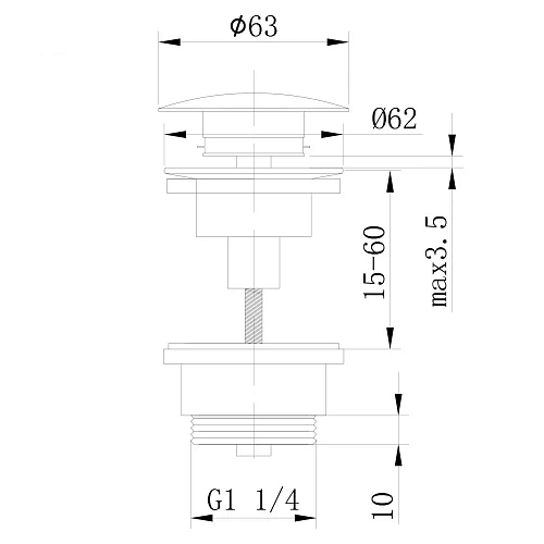 Донный клапан ABBER AF0011 без перелива, клик-клак, хром Донный клапан ABBER AF0011 без перелива, клик-клак, хром