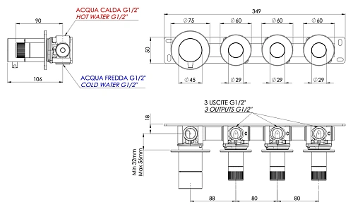 Смеситель для душа Remer X Style N98D3PNO, черный матовый Смеситель для душа Remer X Style N98D3PNO, черный матовый