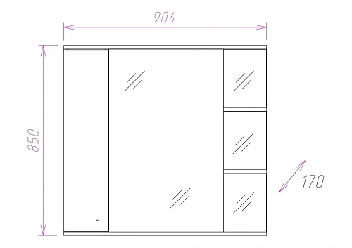 Зеркальный шкаф Onika ЭЛЬБРУС 90.02 правый 209004 Зеркальный шкаф Onika ЭЛЬБРУС 90.02 правый 209004