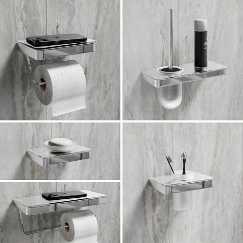 Мыльница Lemark GLASS LINE с держателем, хром/белое стекло 9741037 Мыльница Lemark GLASS LINE с держателем, хром/белое стекло 9741037