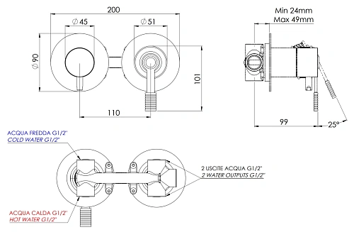 Смеситель для душа Remer Atelier AL93ZPXV, сталь Смеситель для душа Remer Atelier AL93ZPXV, сталь