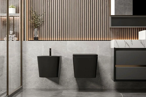 Биде подвесное ABBER Rechteck AC1250MB черное матовое Биде подвесное ABBER Rechteck AC1250MB черное матовое