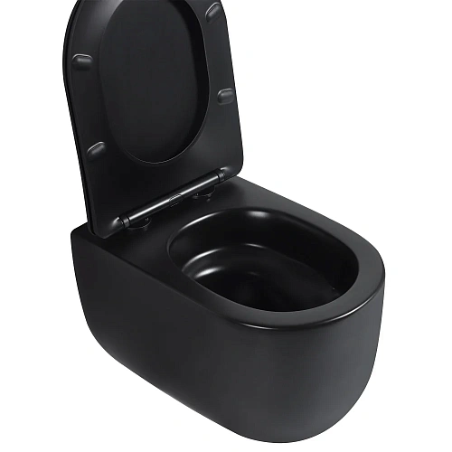 Унитаз подвесной ABBER Bequem AC1104TMB черный матовый, безободковый, смыв торнадо Унитаз подвесной ABBER Bequem AC1104TMB черный матовый, безободковый, смыв торнадо