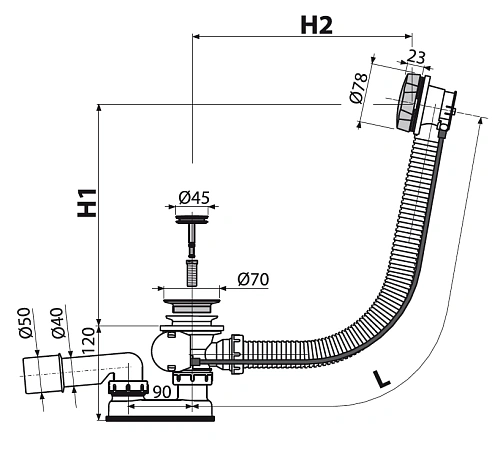 Слив-перелив AlcaPlast A55K Слив-перелив AlcaPlast A55K