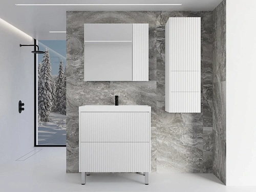 Тумба под раковину Style Line Стокгольм 80, Classic 80 белый рифленый софт, PUSH напольная ЛС-00002335 Тумба под раковину Style Line Стокгольм 80, Classic 80 белый рифленый софт, PUSH напольная ЛС-00002335